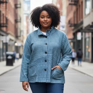 Blue Polka Dot Women's light Jacket 3x